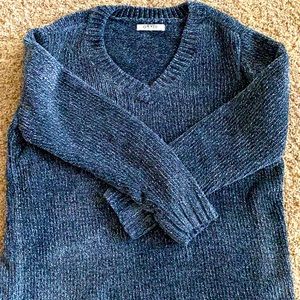 Large blue v-neck sweater